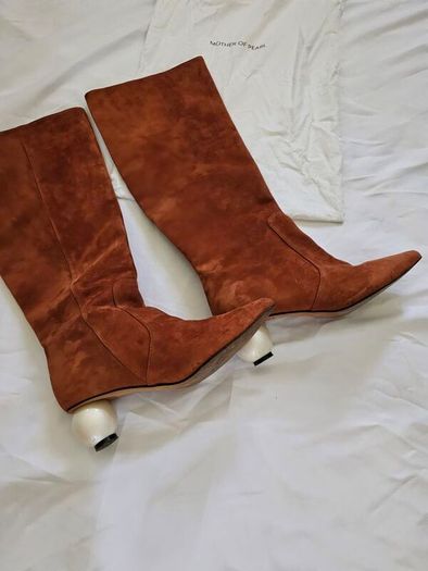 Mother Of Pearl Suede Style Knee High Brown Boots
