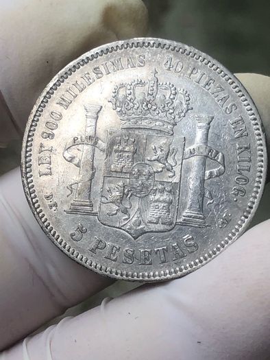 Spain Silver 5 Pesetas 1875 (75)Alfonso XII