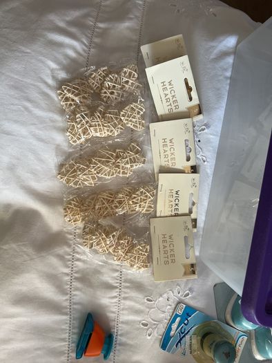Pack of 5 wicker hearts x 5