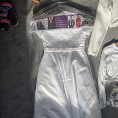 Communion dress, shoes, cardi and headband