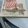 Pat liddy ,irish artist, historian,,1988 Carslberg viking ship Dublin port advertising  art picture,,see picture for condition ,sold as seen . Image 7