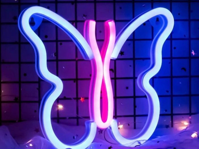Butterfly Neon Signs Lights for Bedroom Wall Decor, USB or Battery LED Neon Night Light Wall Decoration, Aesthetic Room Decor for Girls, Kids, Living Room, Bar, Dorm, Men Cave (MULTIPLE COLOURS)