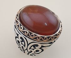 Handcrafted Vintage-Inspired Agate Ring 925 Sterling Silver