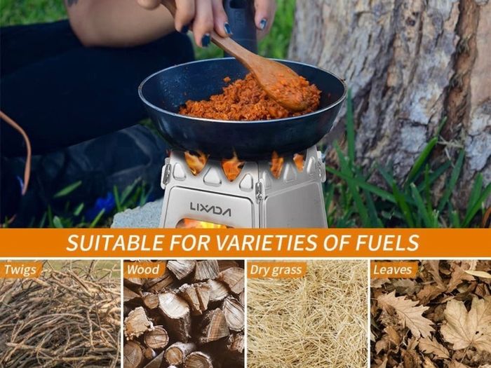 Camping Wood Stove Portable Wood Burning Stove Lightweight Alcohol Stove for Outdoor Cooking Backpacking Hiking Traveling Titanium Stainless Steel (FREE POSTAGE)