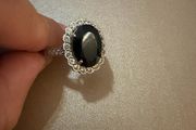 Sterling Silver 925 Black Onyx Halo Ring