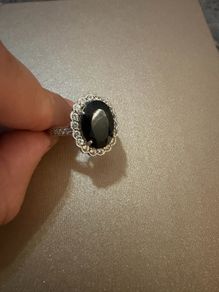Sterling Silver 925 Black Onyx Halo Ring