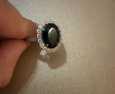 Sterling Silver 925 Black Onyx Halo Ring
