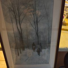 Framed print of Riders in the Snow in the Haagse Bos Anton Mauve (mentioned on object), 1880