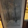 Lovely framed pictuer of modern art A print with added wool and flower's not signed. Image 3