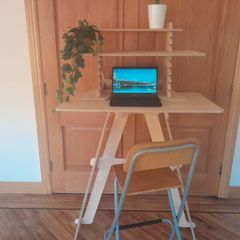 Standing desk & height adjustable desk stand with chair