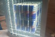 Red Bull mirror art with lighting,