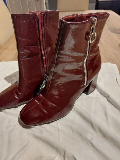 Burgundy Patent Boots