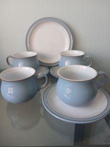 Denby 4 cups 3 saucers and 1 unstamped matching side plate