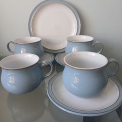 Denby 4 cups 3 saucers and 1 unstamped matching side plate