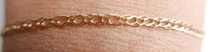 Vintage Solid 9ct Yellow Gold 375 Fancy Link Bracelet. Length 8" - 1,2g