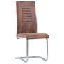 Cantilever Dining Chairs 4 pcs Brown Faux Suede Leather Image 2