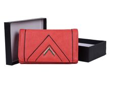 New Stylish Red - Strong Pu Leather Purse With Metal Bar
