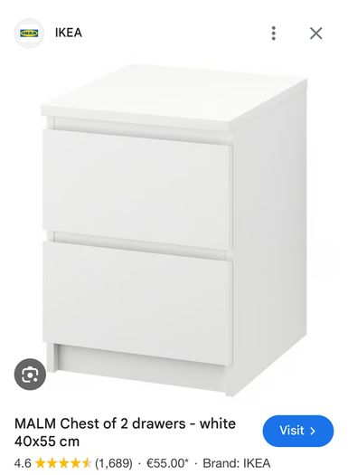 Ikea 2 drawer white