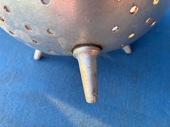 vintage Falconware footed sputnik atomic colander sieve
