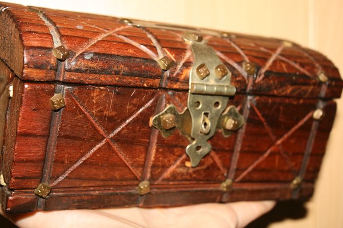 Antique Unusual Small Size Trunk -moneybox 8,2" x 3,4" H-4"