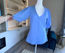 Ladies Cornflower Blue Blouse by Gallery, Size UK 10 / EU 38
