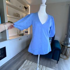 Ladies Cornflower Blue Blouse by Gallery, Size UK 10 / EU 38