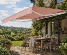 Manual Retractable Awning, 10 x 8 ft Outdoor Patio Awning Retractable Sun Shade, Water-Resistant Polyester Patio Door Window Awning Sunshade Shelter with Crank Handle for Backyard, Balcony