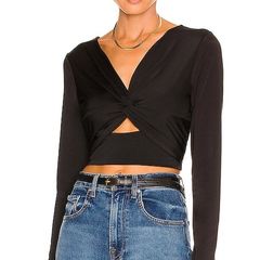 Krisa Revolve Black Cutout Crop Top RRP 85E
