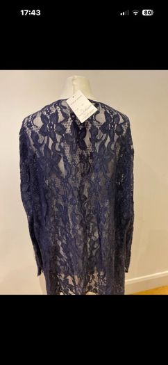 Handcrafted navy lace jacket size 20