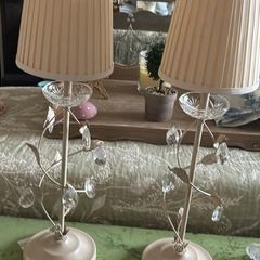 Pair of shabby chic lamps