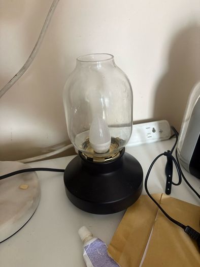 Glass Jar Lantern-Style Table Lamp adjustable brightness