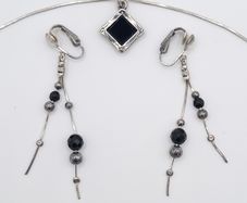925 vintage Sterling silver Onyx set