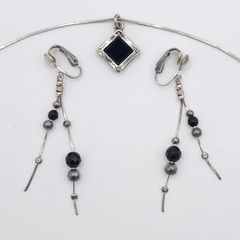 925 vintage Sterling silver Onyx set