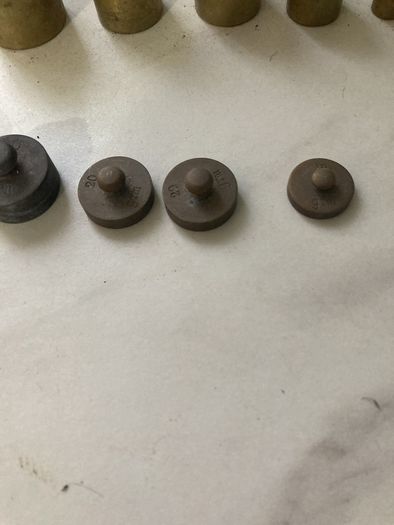 antique vintage brass weights