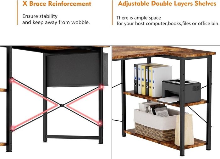 NEW SALE | 100CM Computer Desk Study Office Desk Gaming Desk Writing Table With Bookshelf Reversible Corner Desk For Home Office Studio Workstation