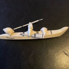 Ivory carving Inuit kayak