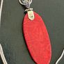 silver necklace with natural coral pendant Image 4