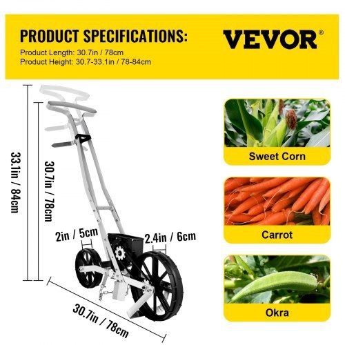 Garden Seeder, Metal Precision Garden Push Seeder With 6 Seed Plates, Walk-Behind Row Crop Planter, Manual Garden Lawn Spreader for Sowing Seeds, Backyard Agriculture for Various Seeds (FREE SHIPPING)