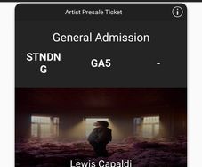 Lewis Capaldi standing 24th june Concert ticket