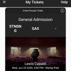 Lewis Capaldi standing 24th june Concert ticket