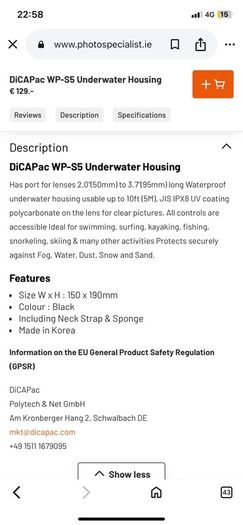 Dicapac waterproof camera case