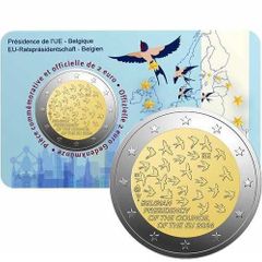 Belgium 2 Euro Commemorative Coin 2024 - Presidency of the Council of the EU. Coincard. BU