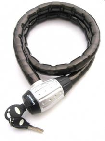 Armoured cable bike lock with keys.