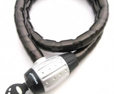 Armoured cable bike lock with keys.