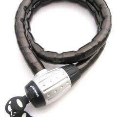 Armoured cable bike lock with keys.