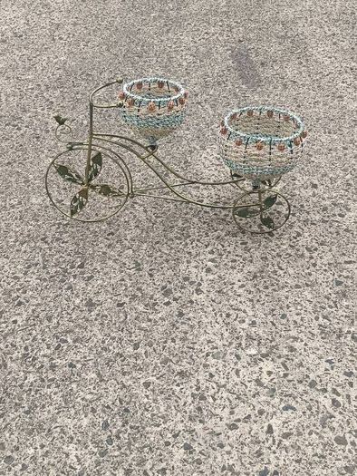 Vintage Metal Tricycle Planter 26 Inches Long