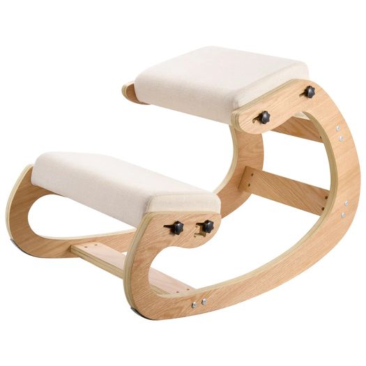 Ergonomic Kneeling Chair, Wooden Posture Knee Chair with Adjustable Thick Foam Cushions & Solid Wood Frame, Adjustable Height