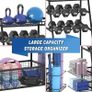 Weight Rack for Dumbbells - Widened Home Gym Storage Rack - Dumbbell Rack with 4 Flexible Wheels and Unique Storage on Both Sides Image 8