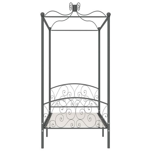 Canopy Bed Frame Grey Metal 90x200 cm