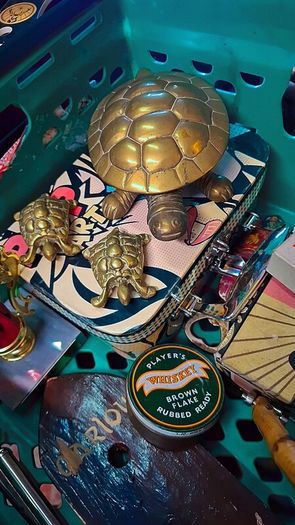 Vintage hammered brass fireside items..